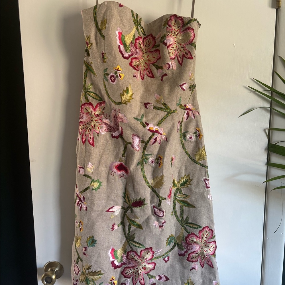 Carlisle Cream and Pink Strapless Sheath Dress